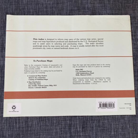 NH VT USGS Index to Topographic Map Coverage NEW CONDITION - Picture 2 of 5